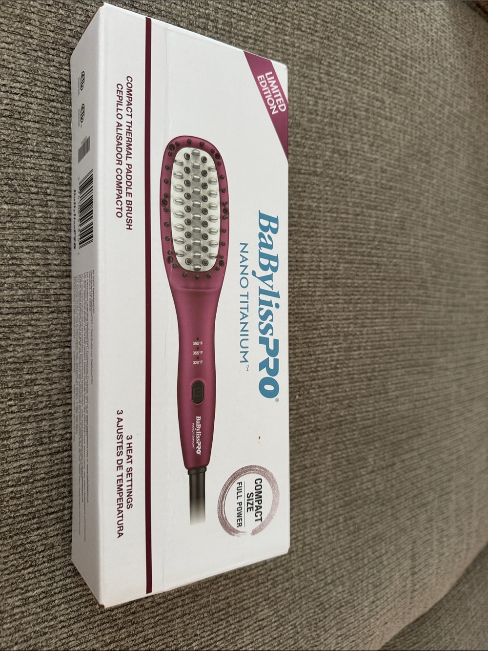 BaBylissPRO Nano Titanium Compact Thermal Paddle Brush - Magenta
